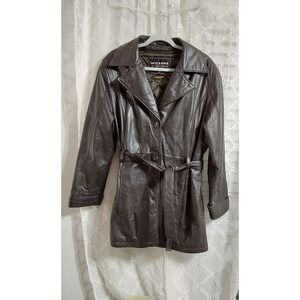 Wilsons Leather Thinsulate Womens Brown Leather Belted Trench Coat